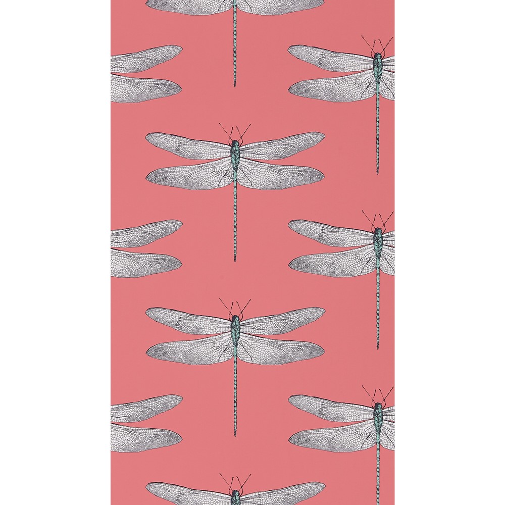 Demoiselle Wallpaper 111245 by Harlequin in Coral Mint Green